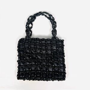 Elegant Fun Black Beaded Mini Handbag Fully Lined
